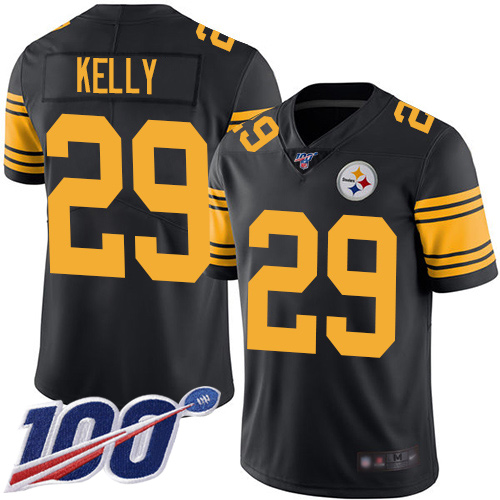Men Pittsburgh Steelers Football 29 Limited Black Kam Kelly 100th Season Rush Vapor Untouchable Nike NFL Jersey